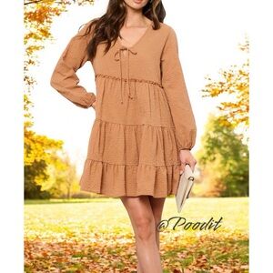 Peach love California adorable tier mini dress Med and large NWOT